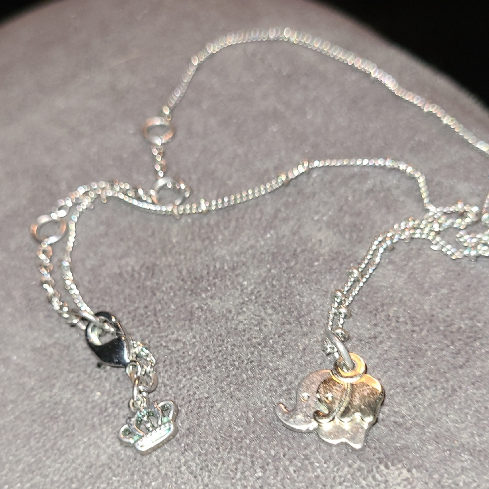 Silver and Gold Toned Elephant Pendant Necklace